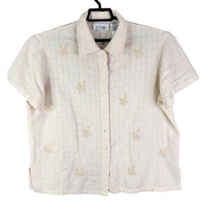 Women's Casey & Max Beige Shirt Linen Blend Short Sleeve Button-Up Size XL